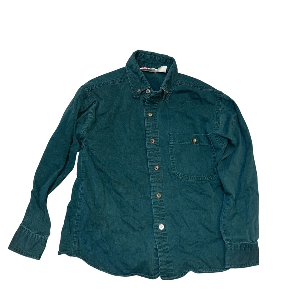 Vintage Cadet Boys Club Big Boys Size 8 Green Long Sleeve Button Down Shirt